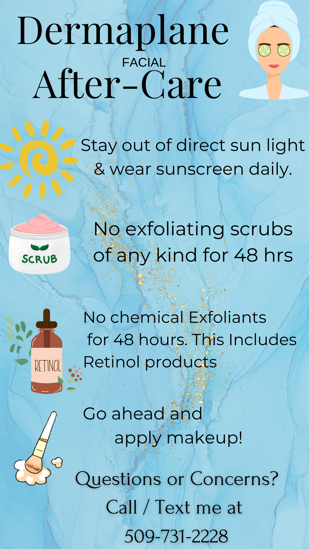 Digital Care Cards for Skincare Services (customizable templates)