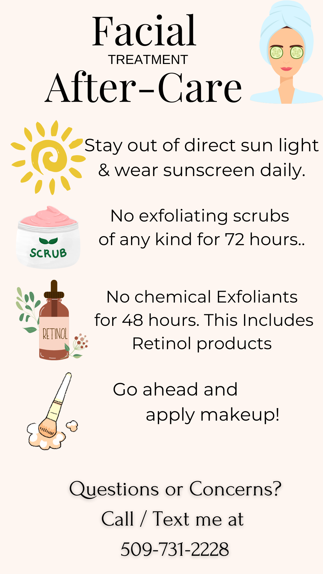 Digital Care Cards for Skincare Services (customizable templates)