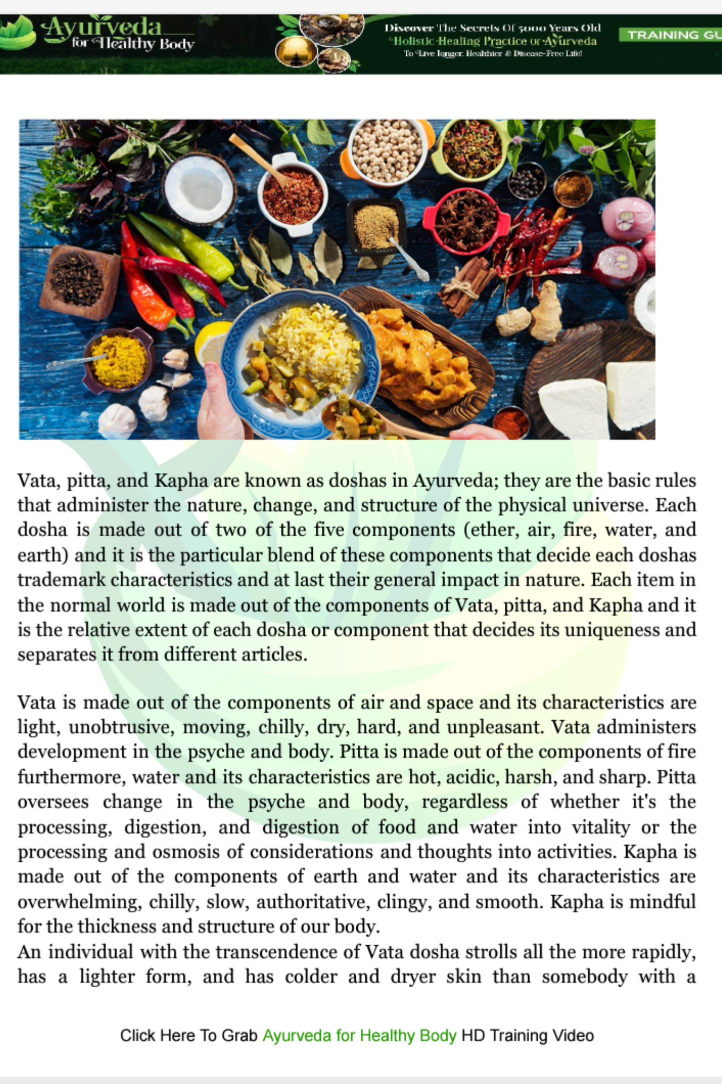 Ayurveda Basics Training Class