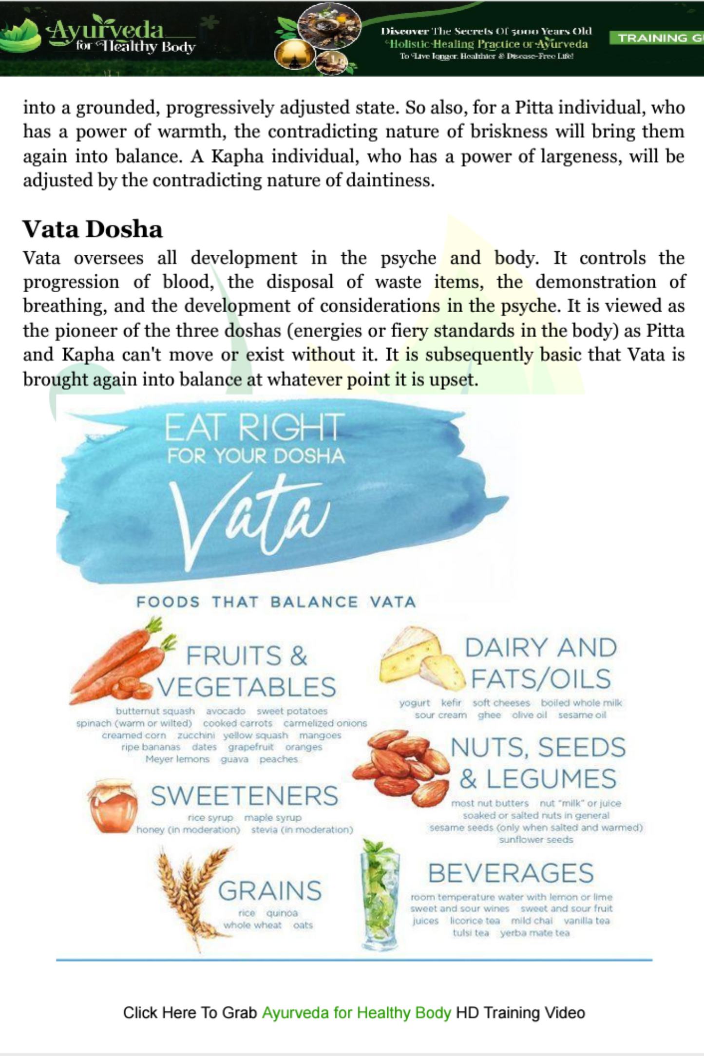 Ayurveda Basics Training Class