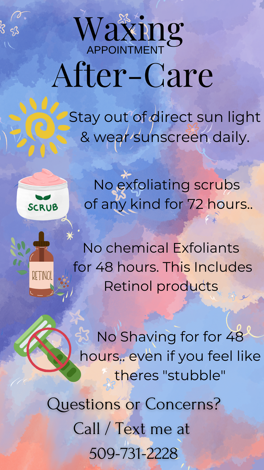 Digital Care Cards for Skincare Services (customizable templates)