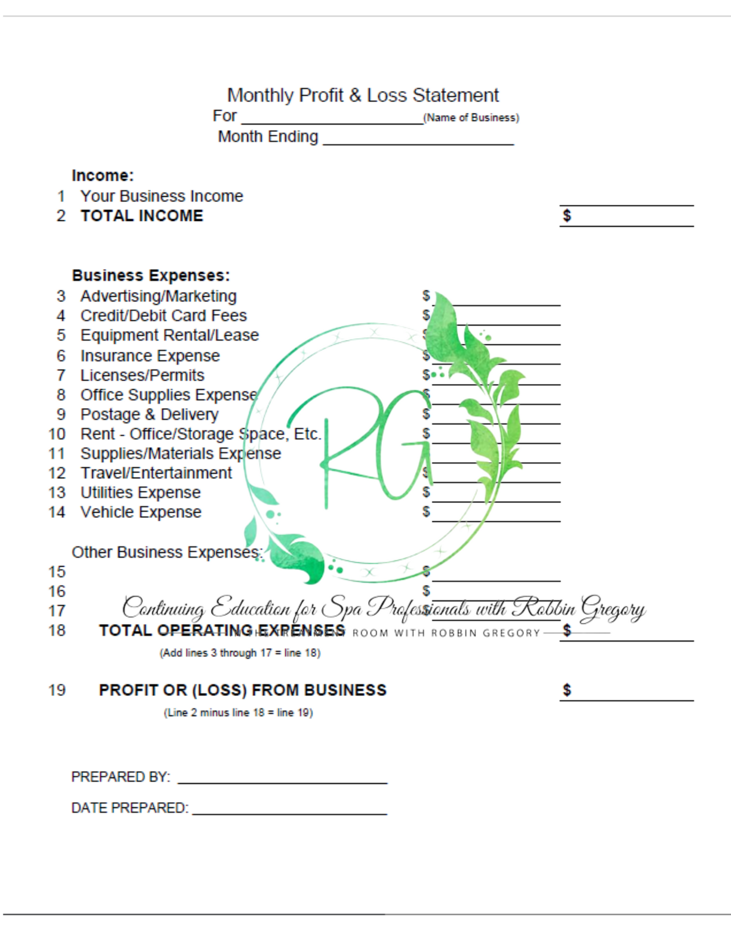 Bookeeping for Spa Professionals
