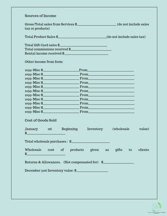 7 page Tax Worksheets set for Expenses & Income! Be ready for Year End!