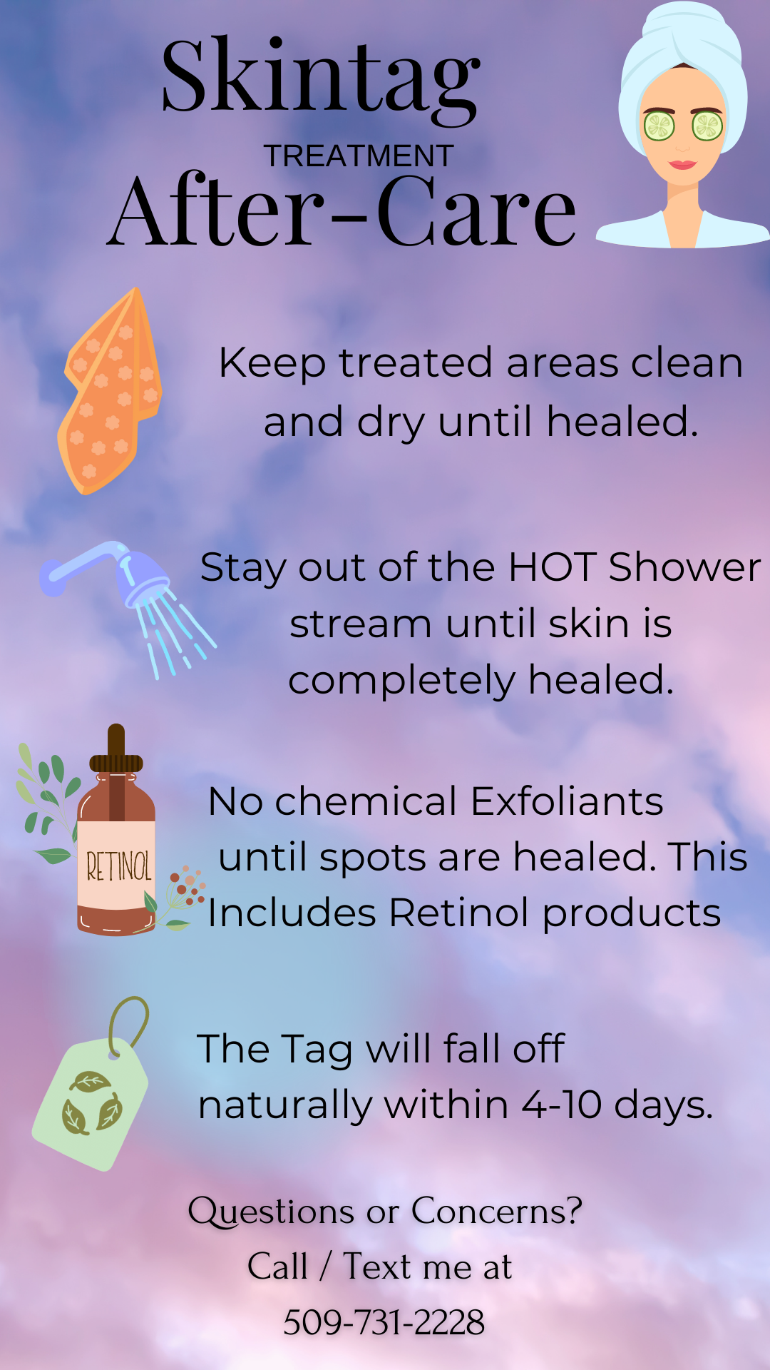 Digital Care Cards for Skincare Services (customizable templates)
